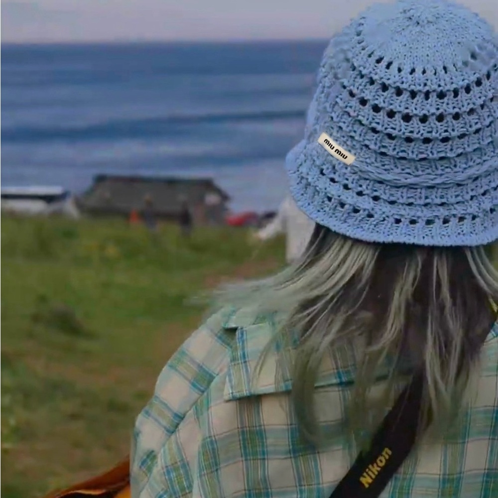 Miu Miu Baby Blue Crochet Bucket Hat - Kids - Picture 6 of 6